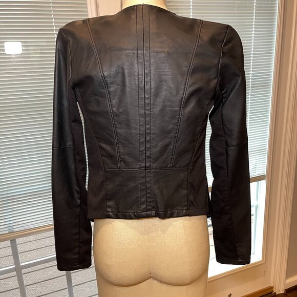 Dynamite Black Faux Leather Moto Biker Jacket Vegan Edgy XS - Picture 5 of 7